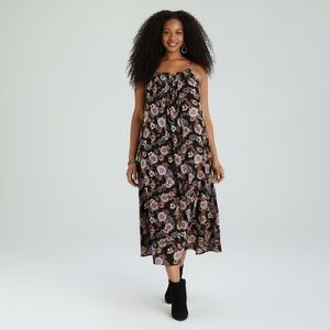 Maurices Floral Studded Gauze Midi Dress Plus Size 2X Boho Summer Resort Wear